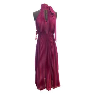 Betsy Johnson chiffon Pleated Halter midi dress.